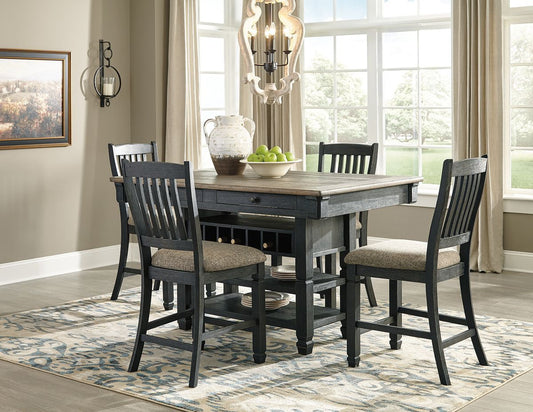 Tyler Creek - Dark Gray - 5 Pc. - Counter Table, 4 Barstools