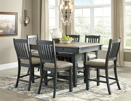 Tyler Creek - Dark Gray - 7 Pc. - Counter Table, 6 Barstools