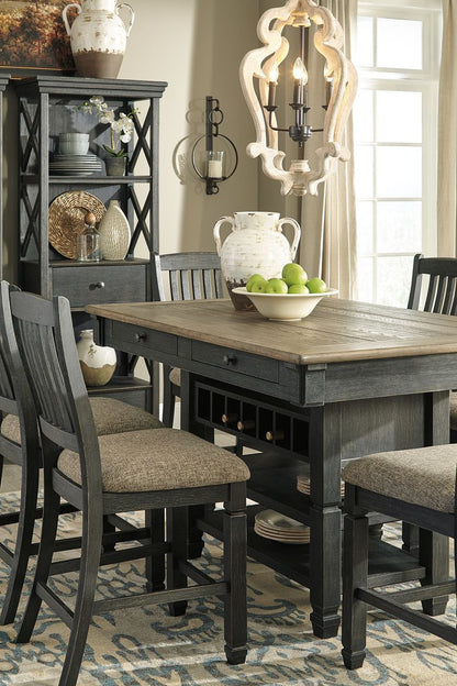 Tyler Creek - Dark Gray - 8 Pc. - Counter Table, 6 Barstools, Server