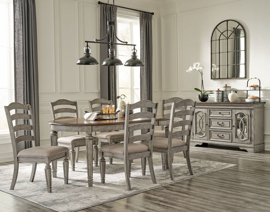 Lodenbay - Antique Gray - 8 Pc. - Dining Room Extensiontable, 6 Side Chairs, Server