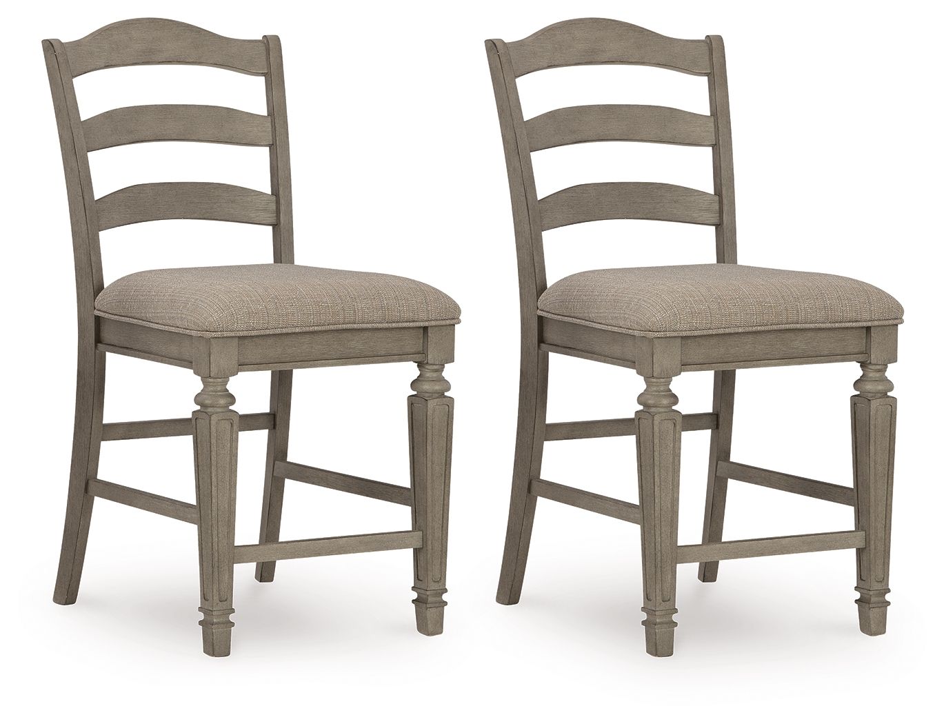 Lodenbay - Antique Gray - 5 Pc. - Rectangular Dining Room Counter Table, 4 Upholstered Barstools