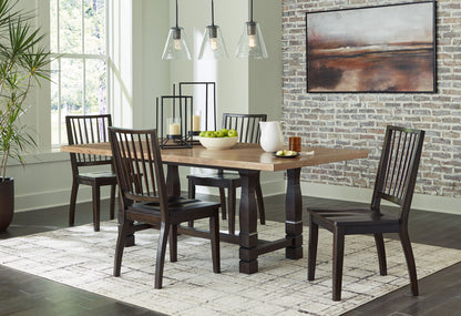 Charterton - Two-tone Brown - 5 Pc. - Rectangular Dining Table, 4 Side Chairs