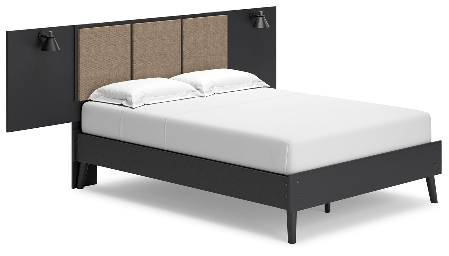 Charlang - Black / Gray - Full Panel Platform Bed With 2 Extensions