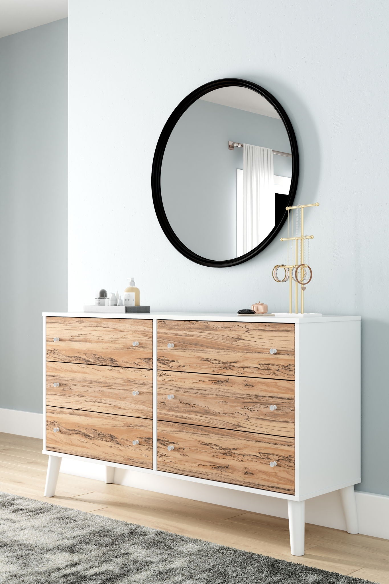 Piperton - Brown / White - Six Drawer Dresser - Vinyl-Wrapped Piperton - Brown / White - Six Drawer Dresser - Vinyl-Wrapped