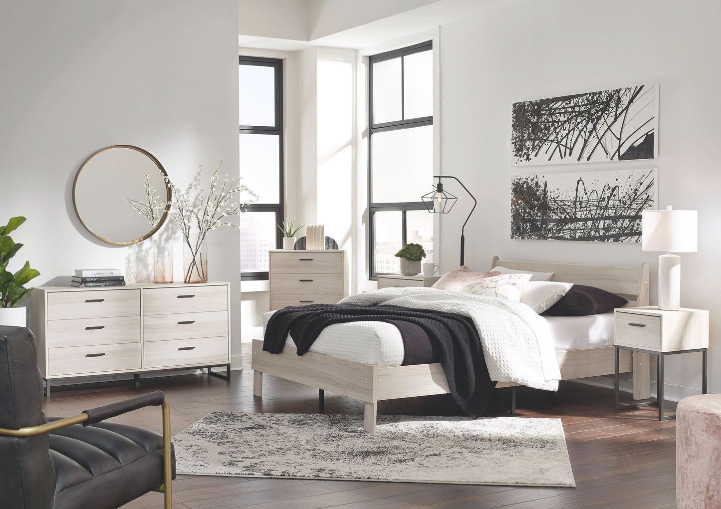 Socalle - Natural - Queen Panel Platform Bed