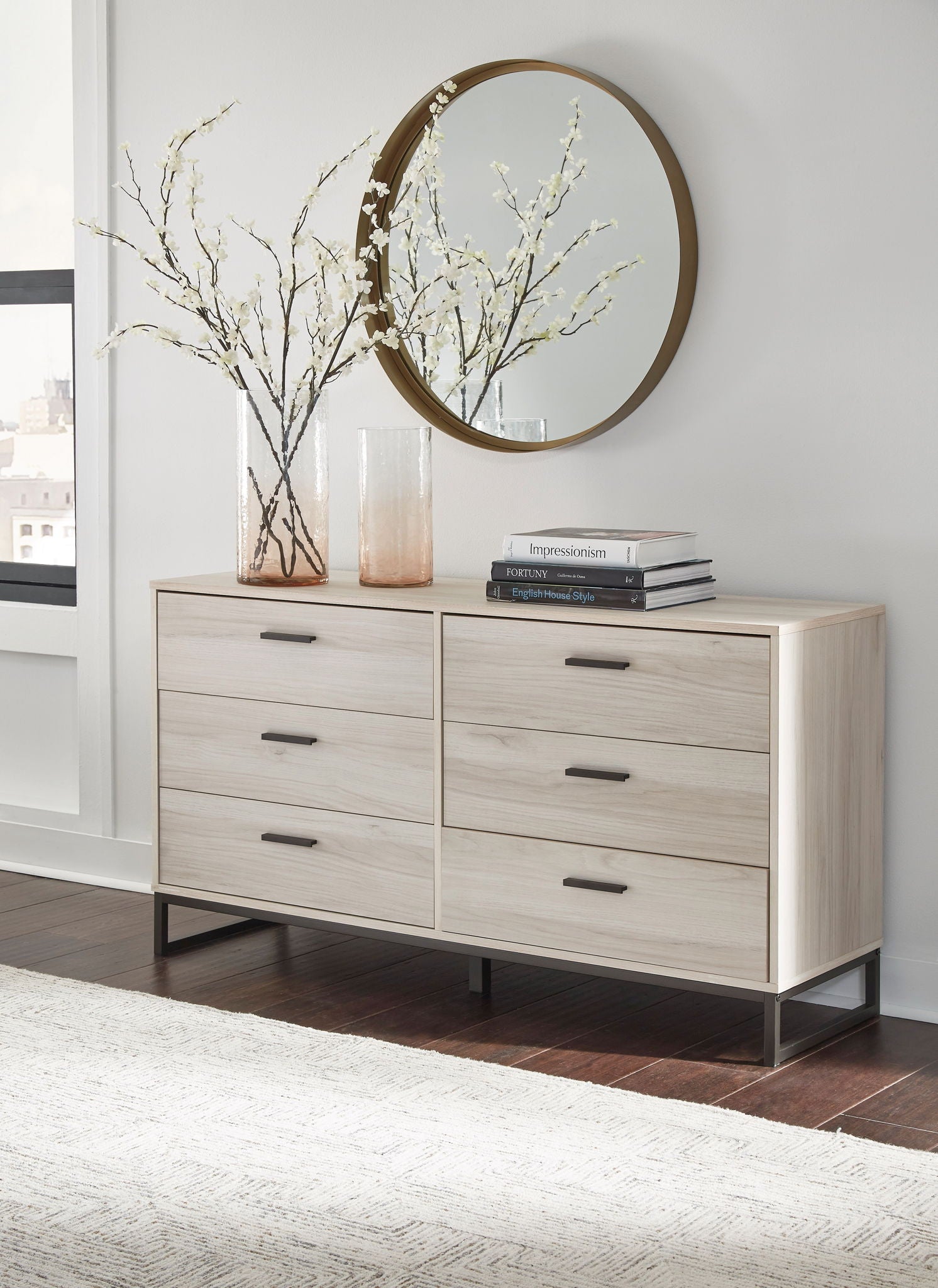 Socalle - Light Natural - Six Drawer Dresser - Vinyl-Wrapped