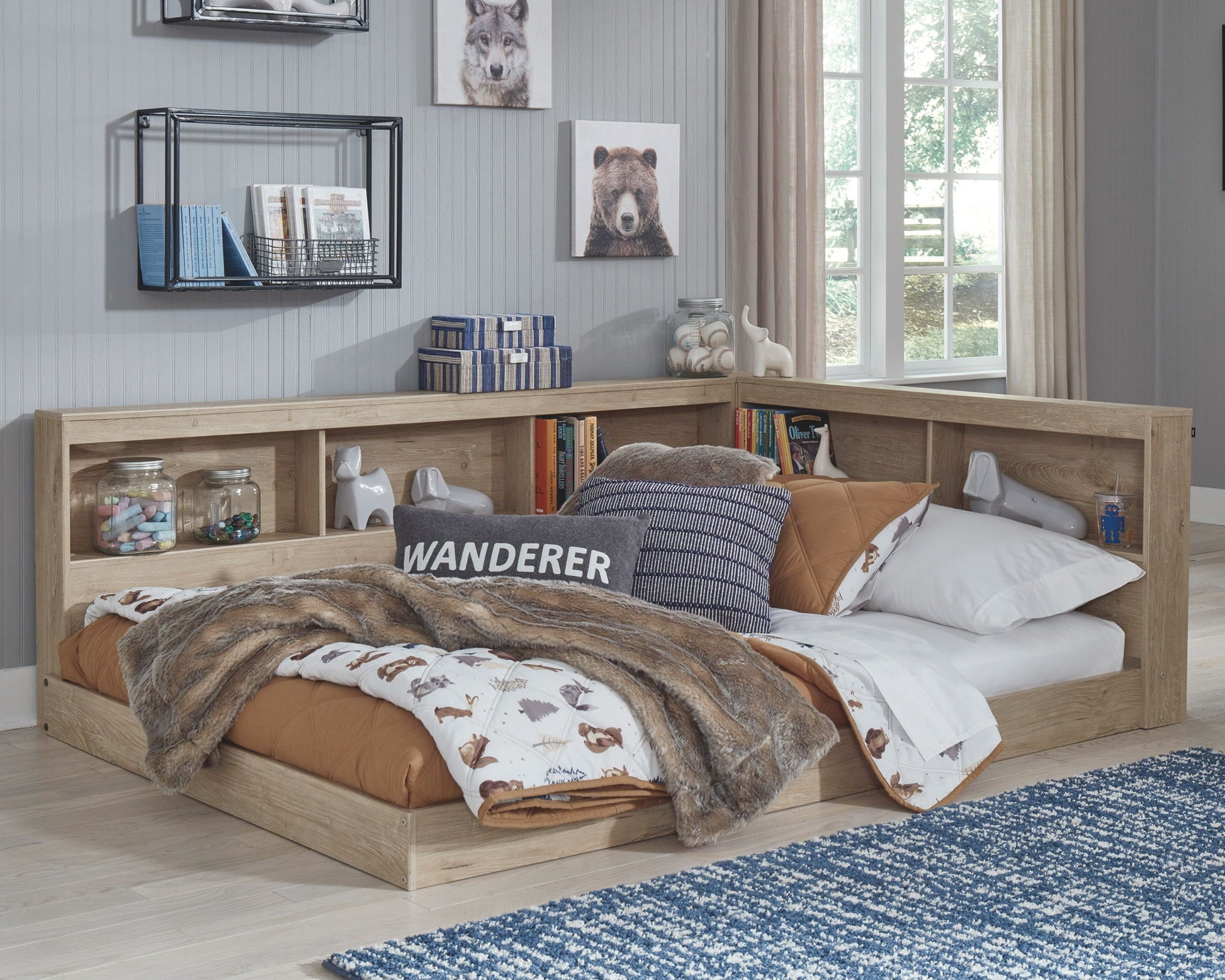 Oliah - Natural - Twin Bookcase Storage Bed  1