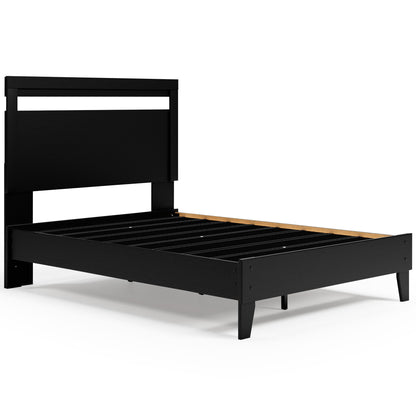 Finch - Black / Brown - Queen Panel Platform Bed