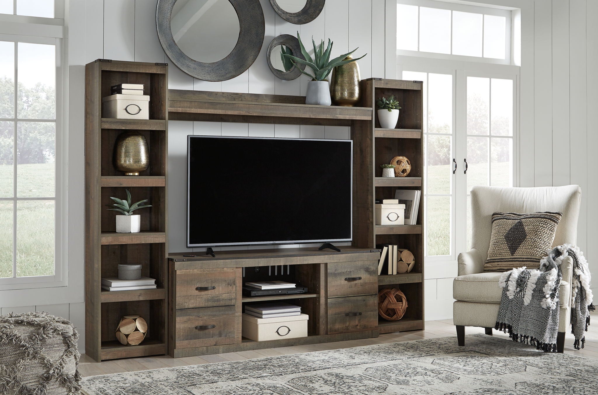Trinell - Brown - 4-Piece Entertainment Center With 60