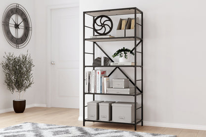 Bayflynn - White / Black - Bookcase - 5 Fixed Shelves