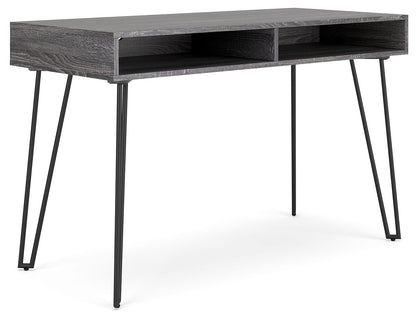 Strumford - Charcoal / Black - Home Office Desk With 2 Open Storages