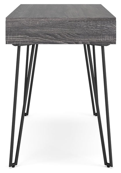 Strumford - Charcoal / Black - Home Office Desk With 2 Open Storages