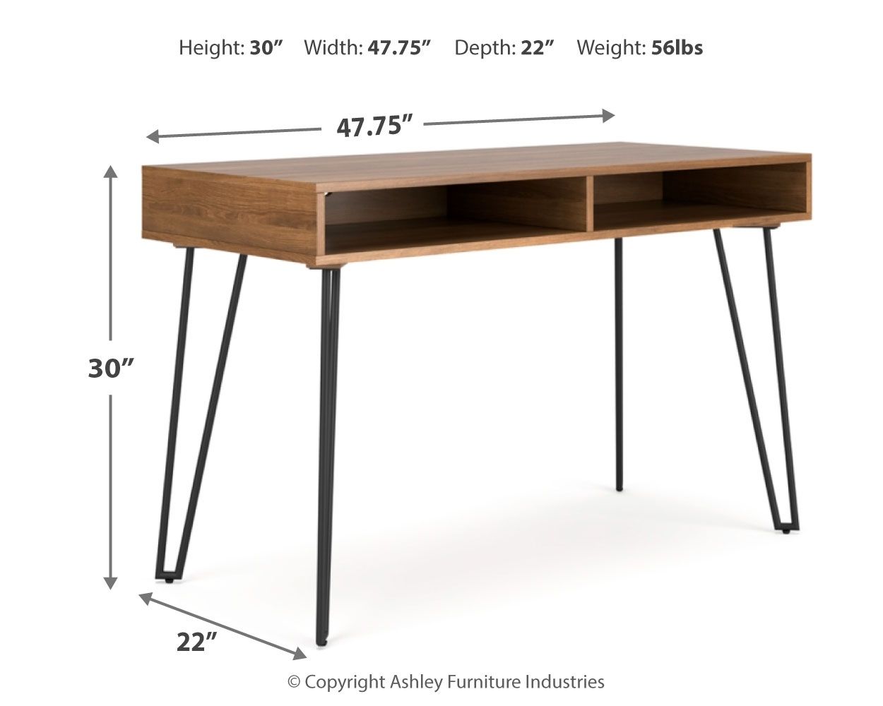 Strumford - Brown / Black - Home Office Desk With 2 Open Storages