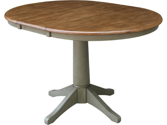 John Thomas “Dining Essentials 36” x 48” Round Dining Table with Base – Hickory and Stone