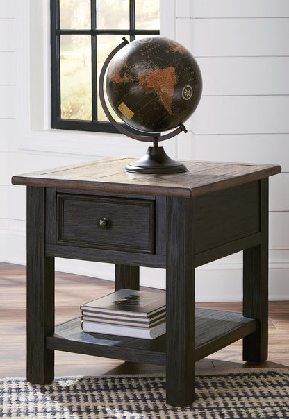 Tyler - Grayish Brown / Black - Rectangular End Table