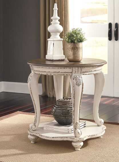 Realyn - White / Brown - Round End Table