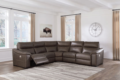 Salvatore - Chocolate - Power Zero Wall Recliner 5 Pc Sectional