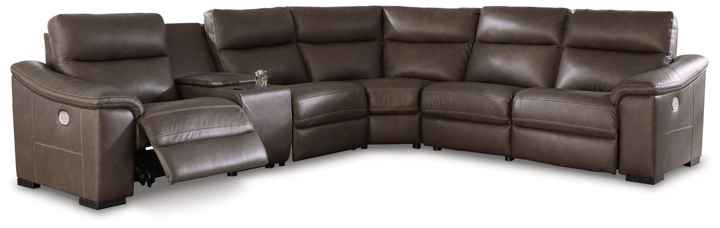 Salvatore - Chocolate - Power Zero Wall Recliner 5 Pc Sectional