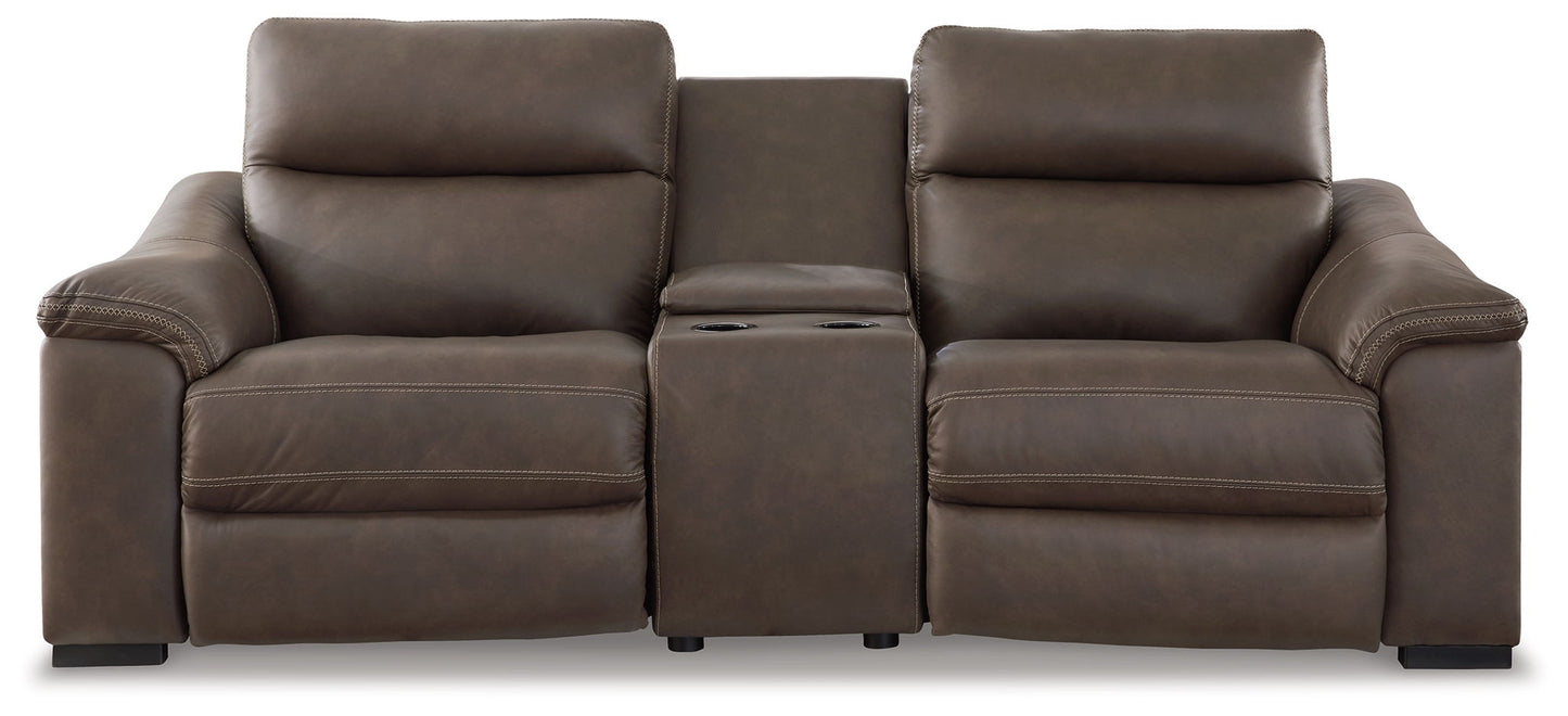 Salvatore - Chocolate - Power Reclining Loveseat With Console 3 Pc Sectional