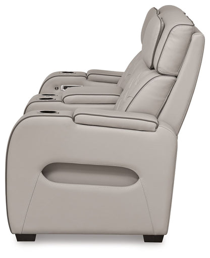 Boyington - Gray - Power Reclining Loveseat With Console/Adj Hdrst