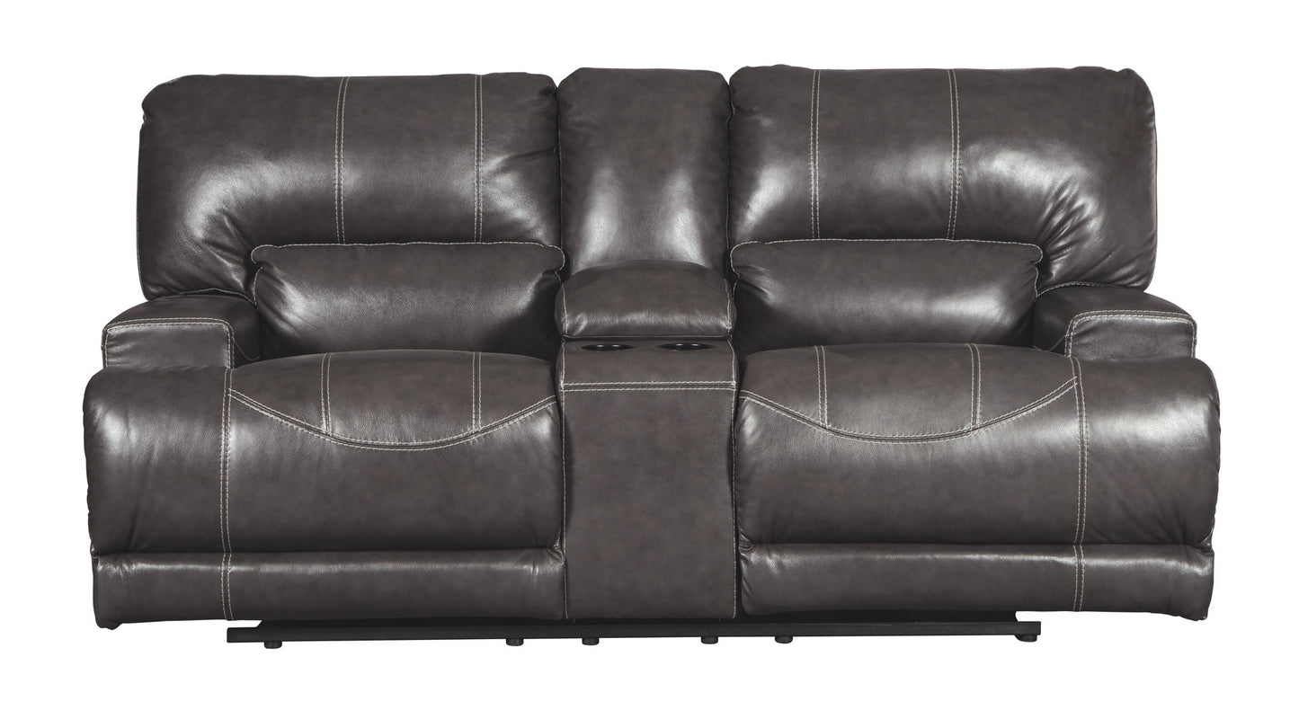 Mccaskill - Gray - Manual Reclining Loveseat With Console