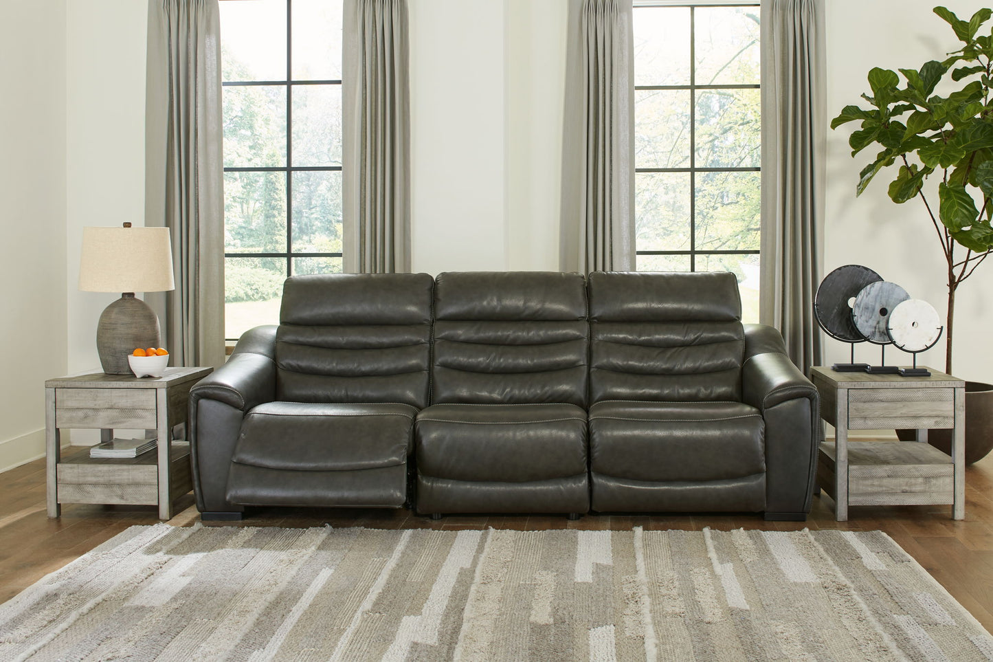 Center Line - Dark Gray - 3-Piece Power Reclining Sectional