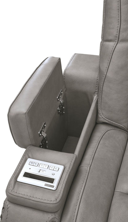 The Man-den - Gray - Pwr Rec Sofa With Adj Headrest