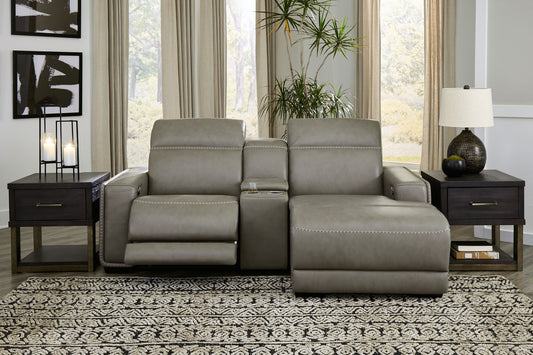Correze - Gray - 3-Piece Power Reclining Sectional With Raf Back Chaise