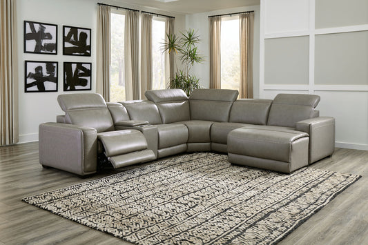 Correze - Gray - 6-Piece Power Reclining Sectional With Raf Back Chaise