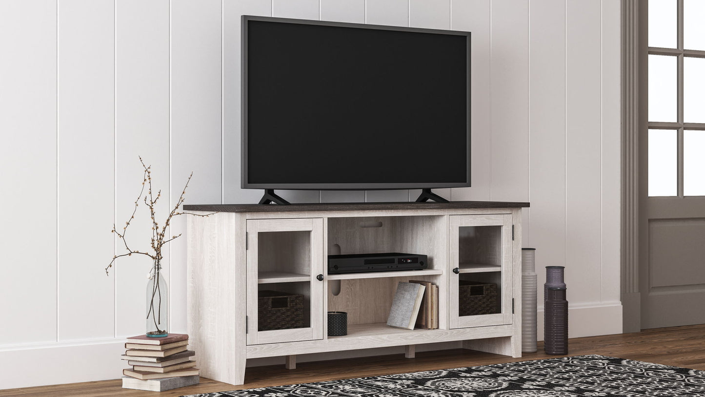Dorrinson - White / Black / Gray - 60" TV Stand With Faux Firebrick Fireplace Insert