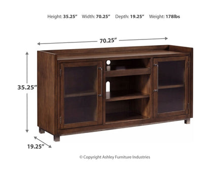 Starmore - Brown - 2 Pc. - 70" TV Stand With Faux Firebrick Fireplace Insert