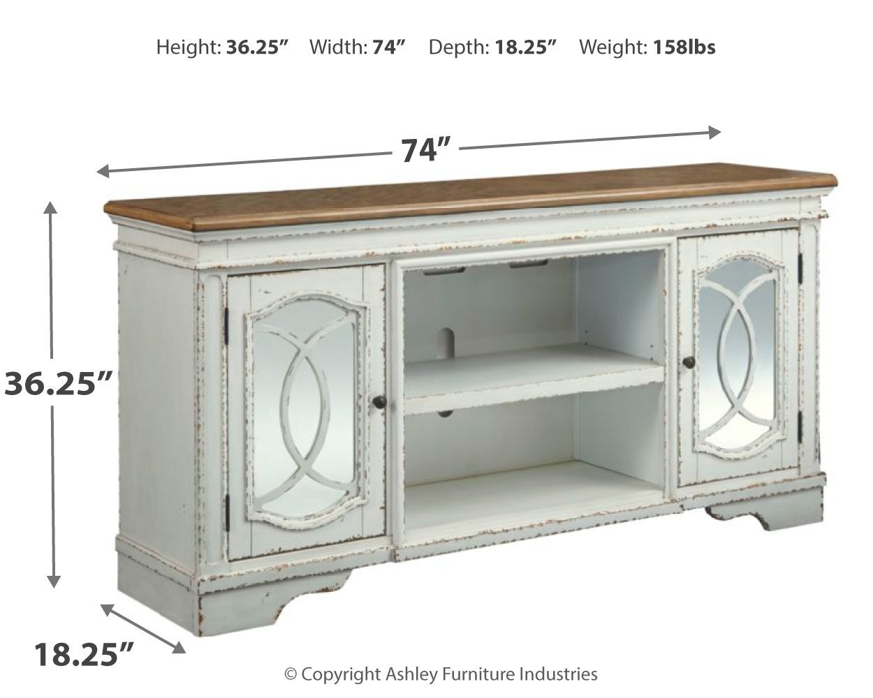 Realyn - Chipped White - Xl TV Stand W/Fireplace Option