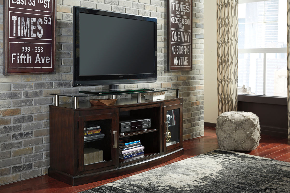 Chanceen - Dark Brown - Medium TV Stand/Fireplace Opt