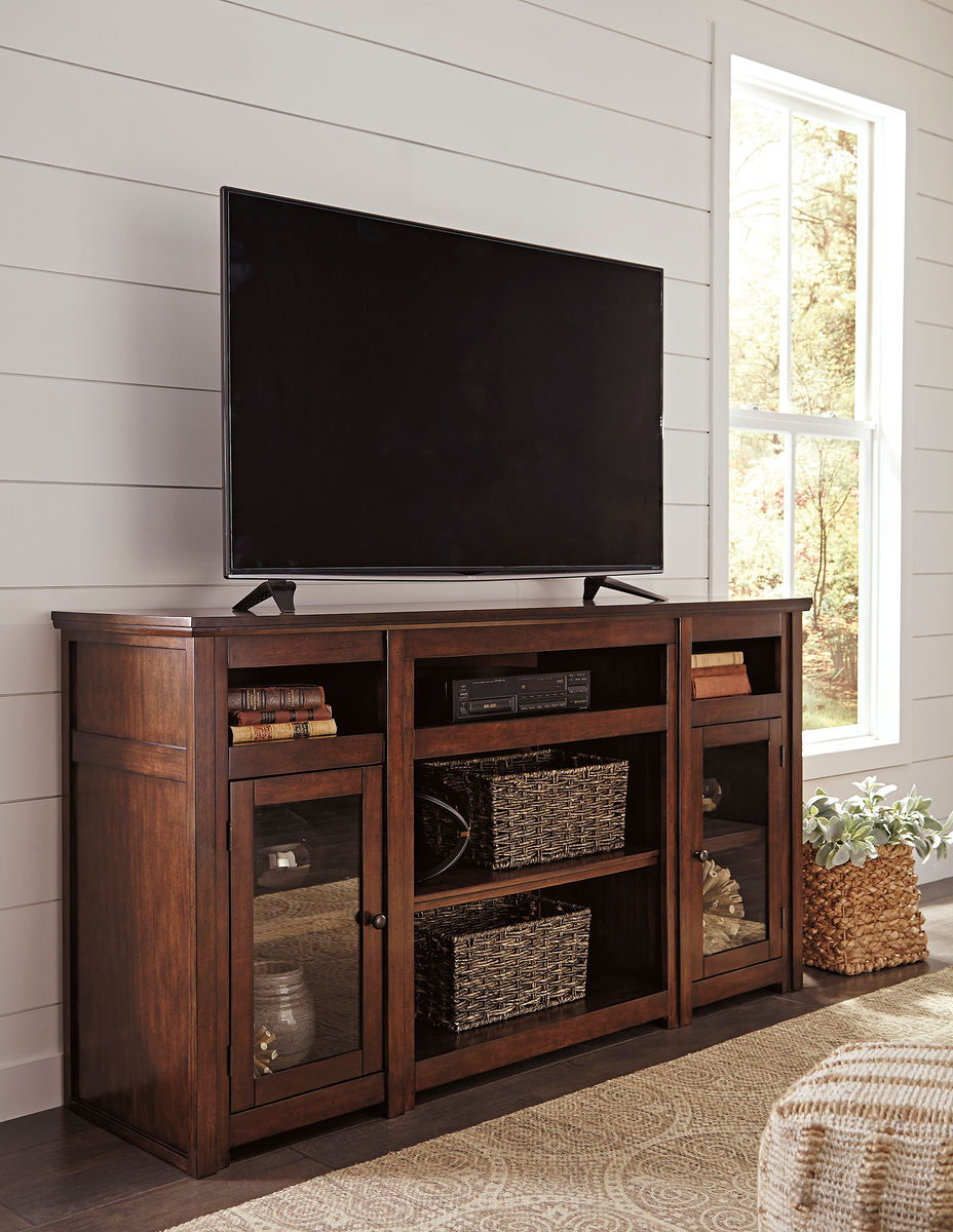 Harpan - Reddish Brown - Xl TV Stand W/Fireplace Option