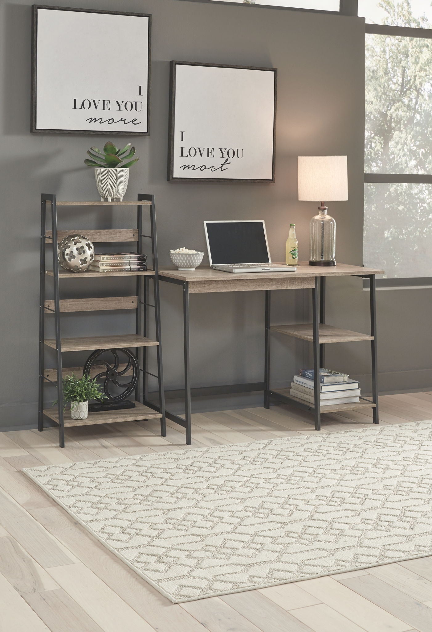Soho - Light Brown - Home Office Desk And Shelf