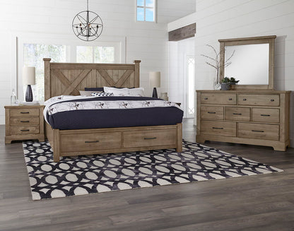 Cool Rustic - Queen X Bed With Footboard Storage - Stone Grey