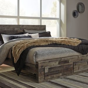 Derekson - Multi Gray - King Storage Footboard Bed