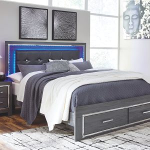 Lodanna - Gray - King Panel Bed with Storage