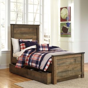Trinell - Brown - Twin Panel Bed with Trundle Storage Box