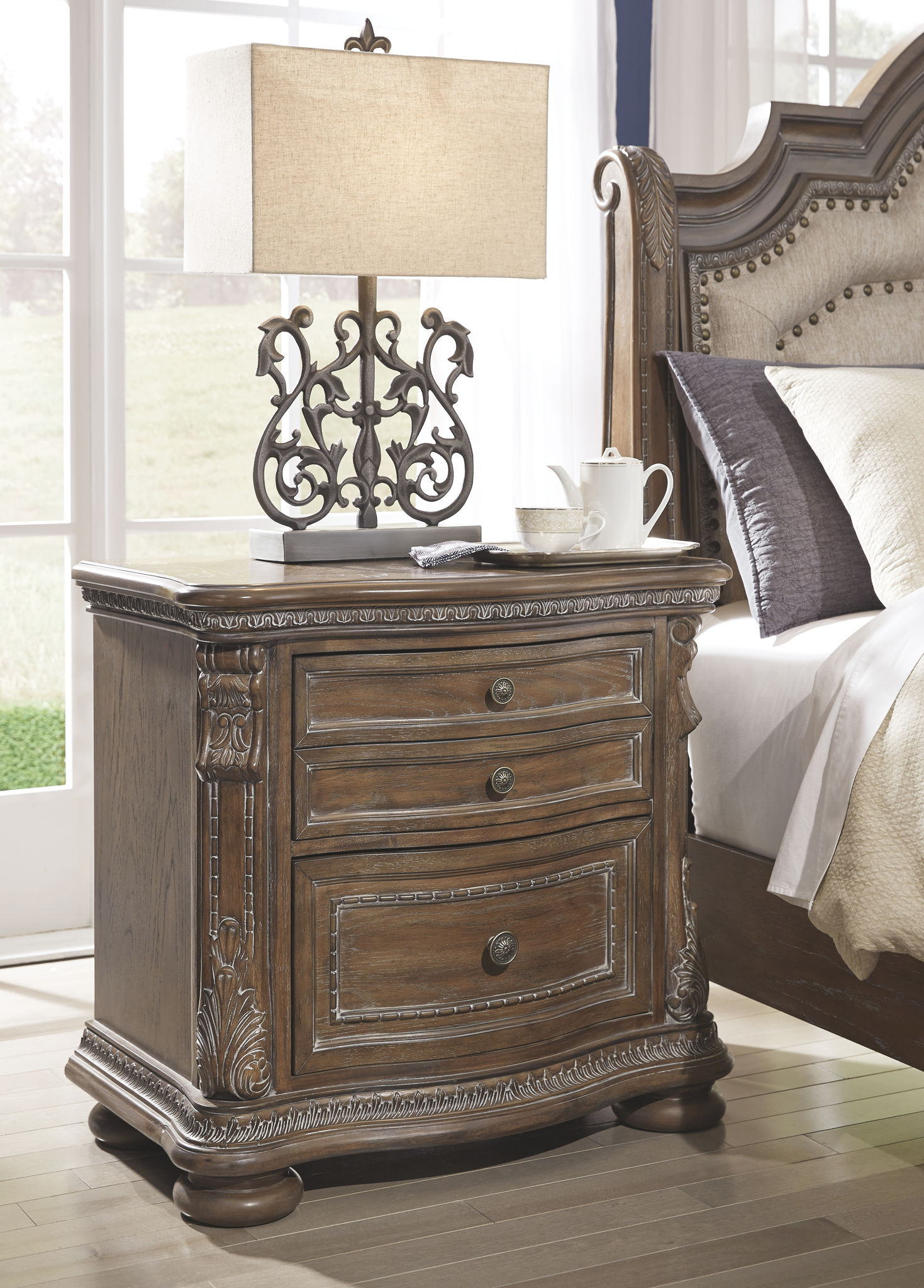 Charmond - Brown - Two Drawer Night Stand | Furniture ...