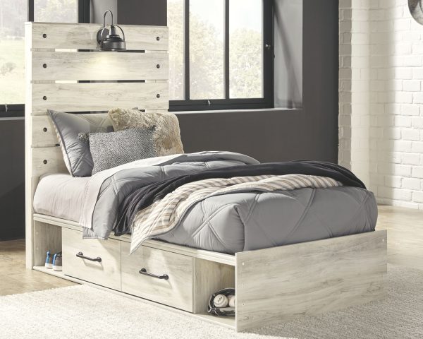 Cambeck - Whitewash - Twin Panel Bed with 2 Storages