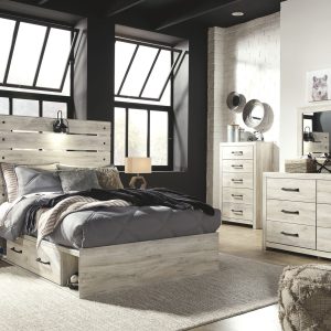 Cambeck - Whitewash - Full Panel Bed with Side Storage 1