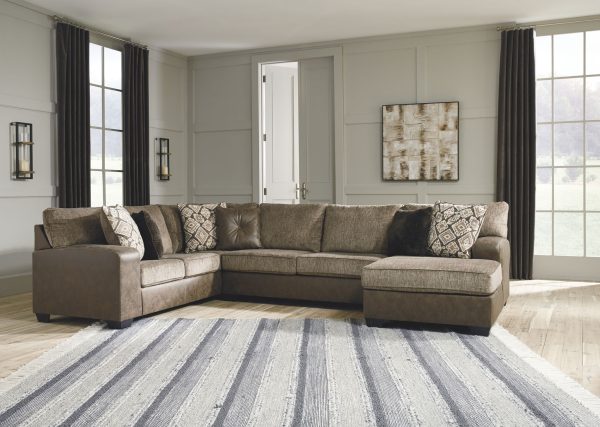 Abalone - Chocolate - LAF Sofa, Armless Loveseat & RAF Corner Chaise Sectional