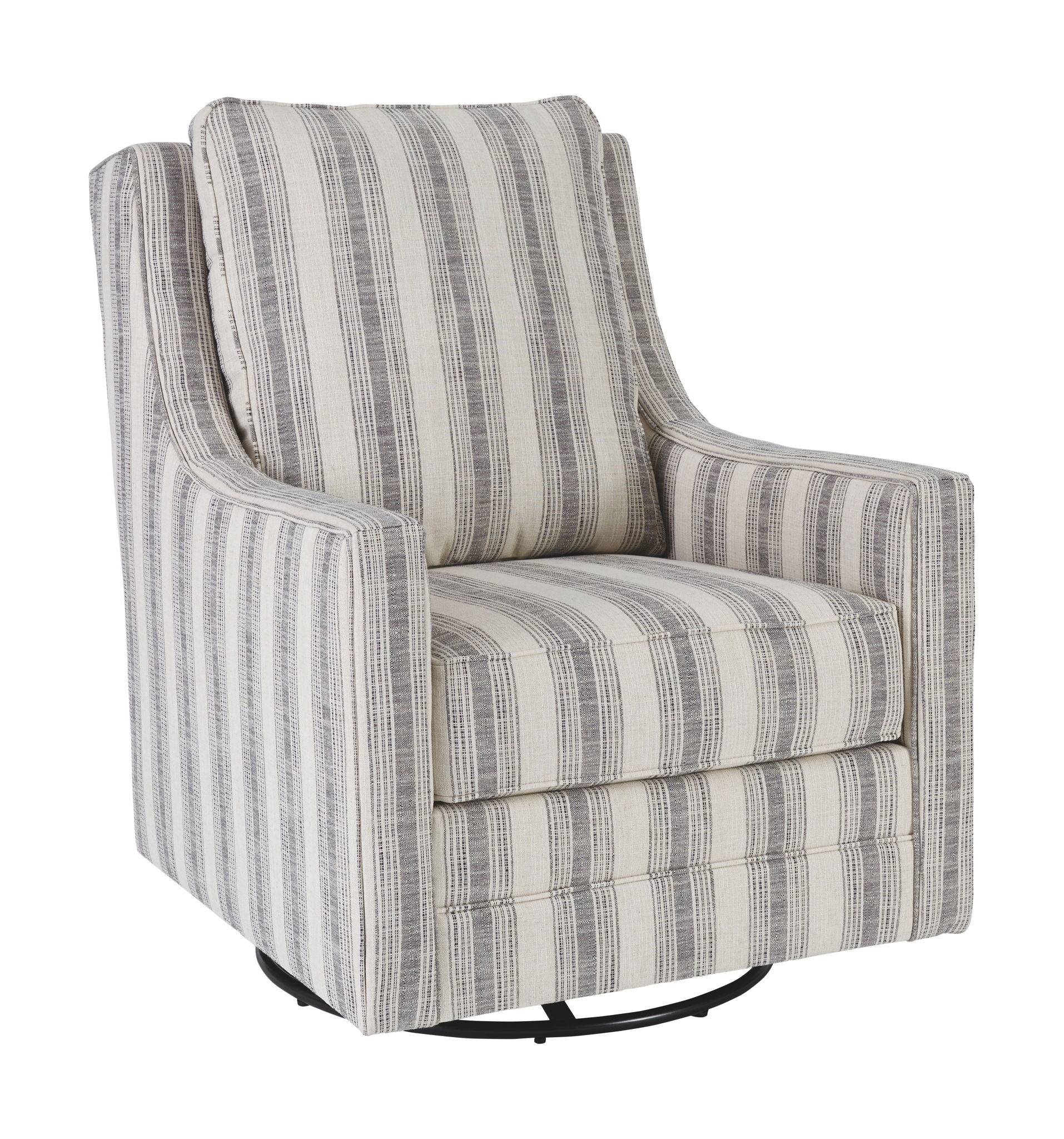 Kambria Ivory/Black Swivel Glider Accent Chair
