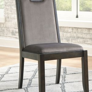 Hyndell - Gray/Dark Brown - Dining UPH Side Chair