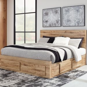 Hyanna - Tan - Queen Panel Bed with 4 Storage Drawers