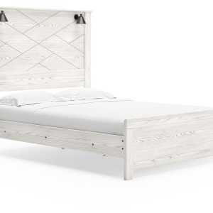 Gerridan - White - Queen Panel Bed With Sconces