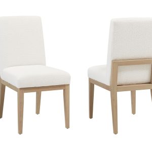 Crafted Cherry - Upholstered Side Chair White Fabric - Bleached Cherry
