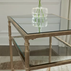 Cloverty - Aged Gold Finish - Rectangular End Table - 2