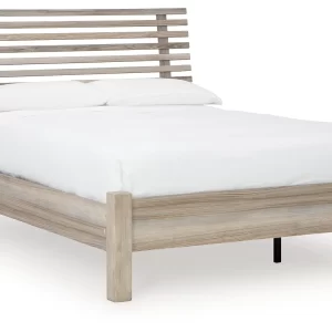 Hasbrick - Tan - Queen Slat Panel Bed